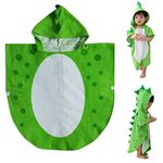 nuosen Hooded Baby Towels, Cotton Dinosaur Pattern Cute Bath Towel Kids Robe Beach Swimming Hooded Poncho for Babies Boys Girls(Green)