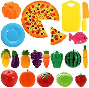 NIWWIN 24 PCS Gioca Set di Cibo per Bambini Tagliere in plastica Pizza e Verdura Pretend Play Set