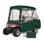 Greenline Eevelle USA Golf Cart Enclosure Cover - Universal Fit 2 Over 4 Passenger - 4-Sided Transparent Windows (68" L x 40" W x 64" H) – Driving Enclosure Green