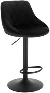 WOLTU 1x Taburete de Bar con Respaldo Terciopelo Taburetes Alto Cocina Regulable en Altura Taburete Giratorio Sillas Bar Taburete de Escritorio Negro BH219sz-1