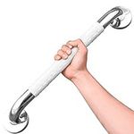 Bath Safety Grab Rail White, 24 Inch Stainless Steel, Anti-Slip Shower Handles for Elderly, Grab Bar with Ridges, for Towel Rail, Disabled, Injured, or Post-Op, Bathroom Safety Aid