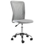 Vinsetto Mesh Office Chair, Desk Chair, Armless Swivel Computer Chair with Rolling Wheels for Study and Work, Grey