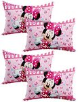 Kuber Industries Disney Minnie Print Silk Special Long Crush Pillow Cover- Set of 4, Pink-KUBMART10055