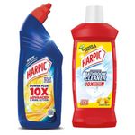 Harpic 1 L Lemon Disinfectant Bathroom Cleaner Liquid + 1 L Lemon Disinfectant Toilet Cleaner Liquid