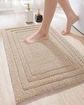 DEXI Bath Mat, Non Slip Bathroom Mat, Super Absorbent Bathroom Rug Washable Shower Floor Carpet for Bathroom, Bathtub, Toilet, 20"x32", Beige