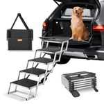 VEVOR Dog Stair for Cars, Wide 4-step Dog Car Steps, Folding Dog Car Ramp with Nonslip Surface, Portable Pet Steps Lightweight Aluminum for Car, SUV and Truck, Supports up to 250 lbs