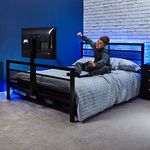 X Rocker Basecamp Full Size Gaming Bed, Rotating TV Mount with Vented Console Storage, Metal Mesh Frame with Slats, Amazon Exclusive, Black