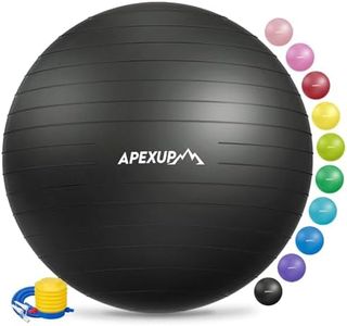 APEXUP Yoga Ball Exercise Ball, Anti Slip Stability Ball Chair, Heavy Duty Large Gym Ball for Fitness, Balance, Core Workout and Physical Therapy (L (23"~26") 65cm, Black)