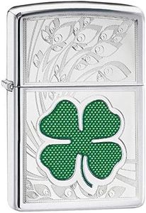 Zippo Adult-Unisex 24699 Lucky Four Leaf Clover High Polish Chrome Lighter