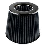 Universal Car Air Filte, High Power Sports Mesh Cone Air Intake Filter for Car Automobile Racing, (Black)