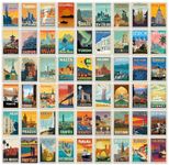 Pack of 54 Vinatage City Wall Collage Kit Posters - 4 x 6 Inches Wall Decor Poster - Wall Art For Bedroom, Living room, Office - 1 Tissue Tape