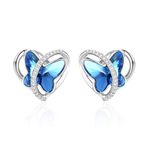 GEORGE · SMITH 925 Sterling Silver Love Heart Butterfly Stud Earrings for Women Girls Blue Butterfly Crystal Earrings Jewelry Birthday Gifts for Mom Wife (Blue)