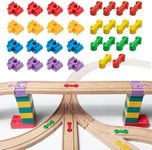 Wooden Train Track Accessories, 30 pcs Wooden Track Connector, Compatible with All Major Brands Wood Train Track, Christmas Birthday Gift for Boys Girls, Train Toys Expansion Pack for Kids Ages 3+
