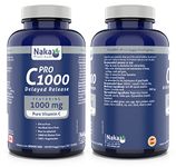 Naka Platinum PRO Pure Vitamin C 1000 mg Delayed Release 100% Vegetarian - BONUS Size 180 Veggie Capsules (150+30)