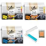 SHEBA Fresh & Fine Adult Wet Cat Food Pouches Mixed (All 8 Flavours) in Gravy (Pack of 3) - Total 45 Pouches x 50g - Chicken, Poultry, Turkey, Beef, Duck, Salmon, Cod, Tuna and a Creamy Snack