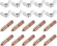 uxcell M6 Wing Nuts Butterfly Nut Silver Tone 20pcs and M6x30mm Hanger Bolt Double Headed Screw 20pcs