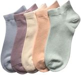 SERISIMPLE Women Viscose Bamboo Ankle Socks Low Cut Thin Sock Lightweight Pastal Color Soft Sock 5 Pairs, Assorted1