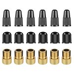 Presta Valve Adapter, Tire Valve Caps, 6 Pcs Presta Valve, for Convert Presta to Schrader Adapter for Bike, Inflate Tire Using Standard Pump or Air Compressor, 12 Pcs Tire Valve Caps