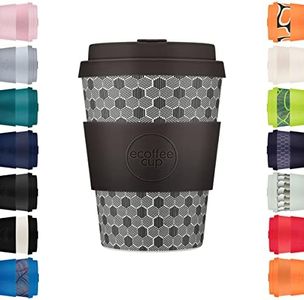 Ecoffee Cup Fermi's Paradox - Taza de café reutilizable de 350 ml, ecológica, 100% a base de plantas, con tapa y funda de silicona, sin melamina y biodegradable, apta para lavavajillas y microondas,