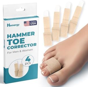 Homergy Hammer Toe Straightener Corrector Splint - 4 Broken Toe Wraps One Layer, Brace Orthopedic Separator, Cushioned Bandages, Heal Wrap Toe Straighteners for Crooked Toes, Align Hallux Valgus