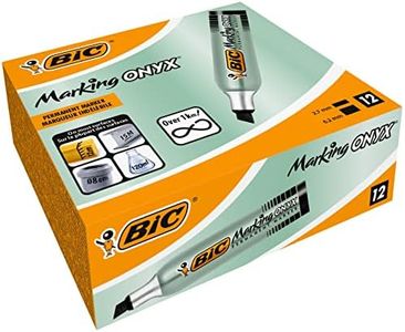 BIC Ecriture Marking Onyx 1481 Marqueurs Permanents à Pointe Moyenne Biseautée - Couleur Noire , Boîte de 12