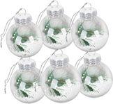 APSAMBR Clear Christmas Ornaments Balls 2.36”/60mm Transparent Fillable Plastic Ball Hanging Decorations Bulbs DIY Removable Bauble Crafts for Xmas Holiday Birthday Party Home Decor