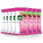 Dettol Antibacterial Surface Cleaning Wipes, Pomegranate, Total 400 Wipes (8 Packs X 50), Anti Bac Wipes, Multi Purpose Wipes, Kills 99.9 Percent of Germs, Disinfectant Wipes