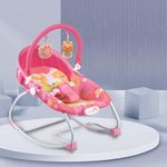 INFANTSO Baby Rocker & Bouncer for 0 to 2 Years, Portable Rocker for Newborn with Mosquito Net, U-Shaped Pillow with Calming Vibrations, Soft Music & Hanging Toys, Adjustable Toddler Swing (03 Pink)