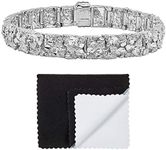 Thick 11mm Wide Rhodium Plated Chunky Nugget Textured Link Bracelet 9 + Jewelry Polishing Cloth