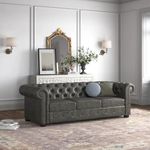 BLACK OAK Eugenie 3 Seater Chesterfield Sofa Couch Chaise Lounge Sectional Sofa for Living Room Office Guest Room (Dark Grey)