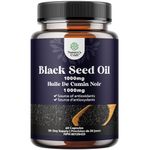 Cold Pressed Black Seed Oil Capsules - Vegan Nigella Sativa Black Cumin Seed Oil Capsules with Omega 3 6 9 and Antioxidants To Help Promote Hair Growth Immune Support Joint Health and Digestion 60caps
