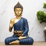 Heeran Art New Sitting Buddha Statue showpiece Idol Home Decor Items for Living Room and Gifts-BLU_GOL-DB2