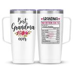 SANDJEST Grandma Tumbler with Handle 20oz Stainless Steel Insulated Tumblers Coffee Travel Mug Nana Cup Best Grandma Gift for Grandmother Grandmom Mimi Grandmas Gift for Birthday Christmas