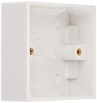 Merriway BH04175 Moulded Surface Pattress Back Box 1-Gang 35mm (1.3/8 inch) Deep - White