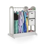 Guidecraft See and Store Dress-up Center - Grey: Kids Dramatic Play Storage Armoire with Mirror, Rack, Shelves & Bottom Tray - Toddlers Costume & Toy Organizer Furniture