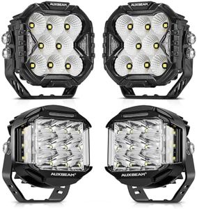 Auxbeam 4 Inch +5 Inch LED Cube Pod Lights with Amber Covers, Offroad Driving Lights for Jeep Truck Pickup SUV ATV UTV (4PCS)