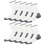 SOXCO 10-Pack Crew Socks for Men Women Cushion Unisex Crew Socks, Pack of 10 Pairs (Shoe Size: 9-11, White)