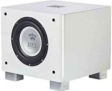 REL T/7x 8-Inch Powered Subwoofer – Compact Sealed Design with Class AB Amplifier, RCA Inputs, and Deep Bass for HiFi Stereo Systems, Home Theater, and Surround Sound – High Gloss White Finish