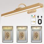 Shulltji Battery Operated Wall Lights, 4000mAh Rechargeable Battery Picture Lights with Timer & Dimmable & 3 Color Temp, Wireless Wall LED Sconces for Dartboard Picture Frame (15.75”, Rose Gold)