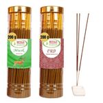 Betala Fragrance Agarbatti for Pooja Combo of Oudh & Musk, 2 Bottles of 200 gm Packing with Incense Sticks Holder (Oud & Musk)
