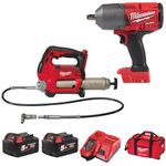 Milwaukee M18 FPP2AI-502B 18V Impact Wrench/Grease Gun Twin Pack with 2 x 5.0Ah Batteries, Charger in Bag