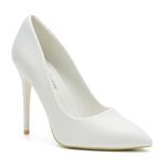 hingswink Womens High Heels 4 Inch Closed Pointed Toe Pumps Stiletto Heels for Women Dress Sexy Wedding Pumps, Pu White, 9