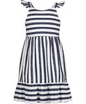 Nautica Girls' Casual Fashion Dress, Peacoat Stripe, 3T