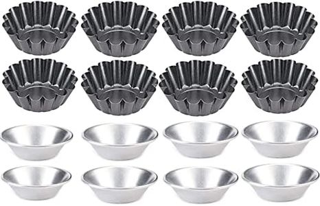 AMZMUKAUP 16 Piezas Molde de Tarta de Huevo, Molde de Pastel de Lata Cupcake Pudín Tartaleta Molde para Muffin Tazas de Pastel para Pudín, Horneado Sartén, Utensilios Hornear, Pastel Galletas