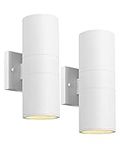 Ken & Ricky White Outdoor Wall Lights,Exterior Sconces Wall Lighting with Tempered Glass Cover,Cylinder Outside Light for House Porch Garage Front Door - 2 Pack