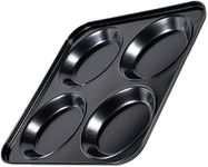 Muffin Top Pan Non Stick 4 Cavity Baking Moon Pie Whoopie Pie, 4 Inch Yorkshire Pudding Pan Hamburger Bun Pan Cake Baking Tray Egg Sandwich Mold Maker Mold for Oven, Air Fryer