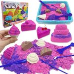 Crelloci Girls Play Sand Set Ice Cream & Sweet Cakes, Includes Magnetic Sand Molds and Tools, Dessert Shop Pretend Play Sandbox Kit, Play Sand Art Kits Sensory Toys Gift for Kids Age 3-5 | 1.1lbs