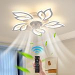 JIINOO Ceiling Fans with Lights and Remote, Modern White LED Acrylic Ceiling Fan Light, Silent Dimmable Adjustable Wind Speed Reversible Motor, Ceiling Fan for Living Room, Bedroom, Kitchen