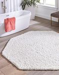 Unique Loom Solid Shag Collection Area Rug (8' Octagon, Snow White)