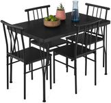 Best Choice Products 5-Piece Metal and Wood Indoor Modern Rectangular Dining Table Furniture Set for Kitchen, Dining Room, Dinette, Breakfast Nook w/ 4 Chairs - Black